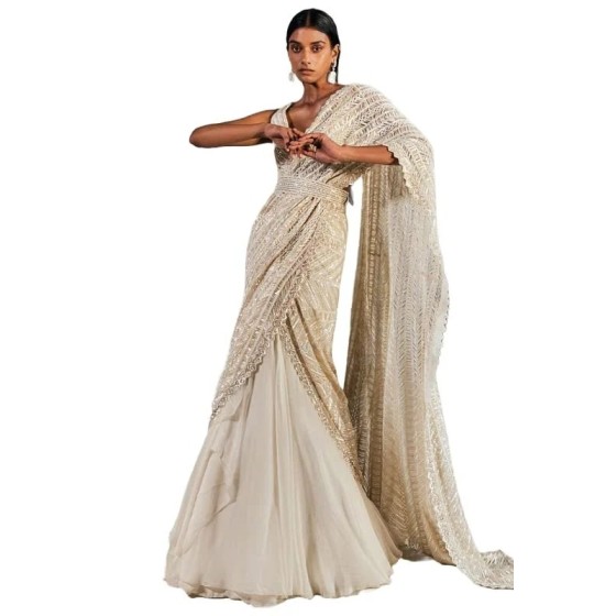 Floral Woven Saree with Contrast Border